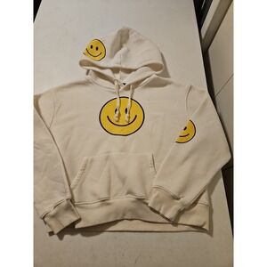 vinyl icons Hoodie‎ Smiley Happy Emoji White Cropped Sweater Size XL (A1195)